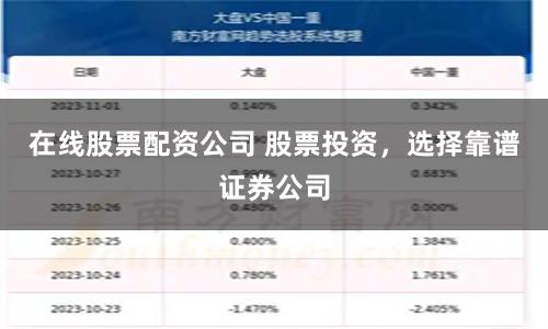 在线股票配资公司 股票投资，选择靠谱证券公司